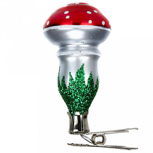 Елочная игрушка фигурка стеклянная Мухоморы, на прищепке, ручная художественная роспись, подарочная упаковка, набор 4шт (Россия) - Домашняя мода фото 2