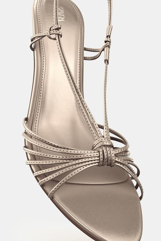 LEATHER KNOTTED STRAPPY SANDALS - Zara фото 6