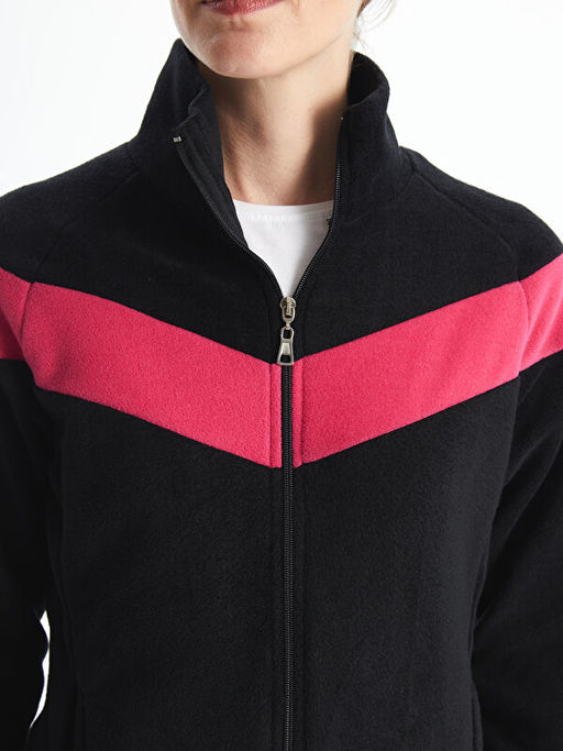 Dik Yaka Renk Bloklu Kad?n Outdoor Polar