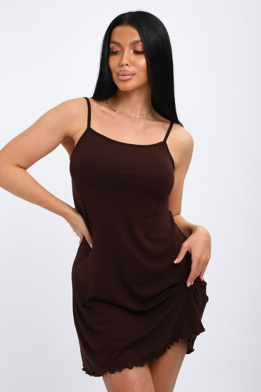 Ночная сорочка из вискозы с кружевом Селин шоколад