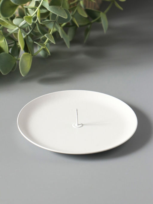 Металлический подсвечник плоский «Чашка», 10 см, белый