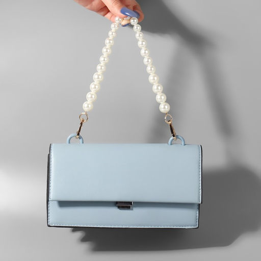 Ручка для сумки, жемчужные бусы, d=12, 14, 16 мм, 39 см, цвет белый, золотой