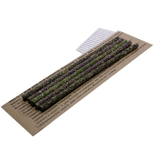 Свеча воск Травы Мой дом-моя крепость Защита семьи и дома Девясил, Шалфей, Папоротник, Можжевельник уп-5шт 16см