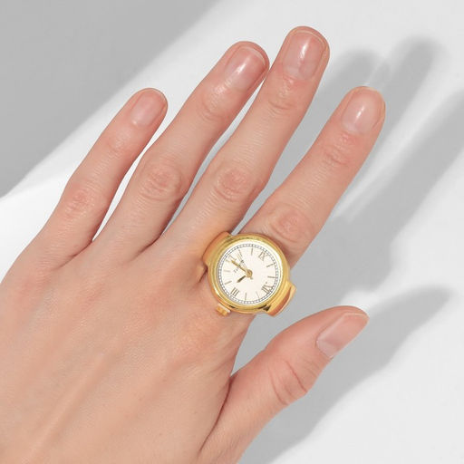 Кольцо Время часы круг, цвет золото - Qf фото 4