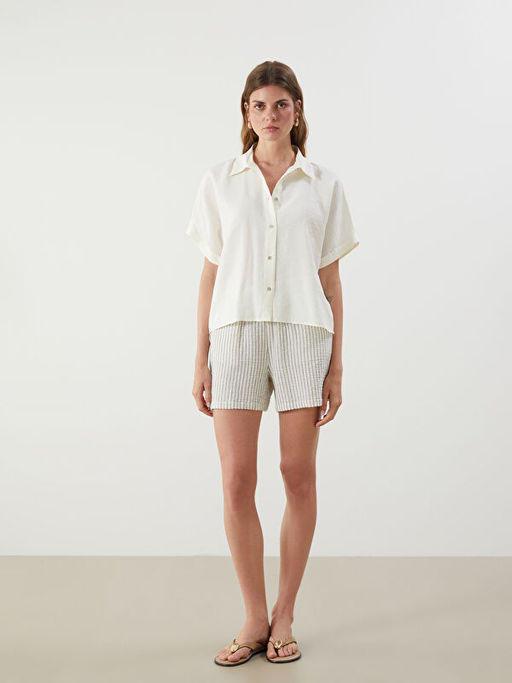 Oversize Modal Kar???ml? Kad?n G?mlek