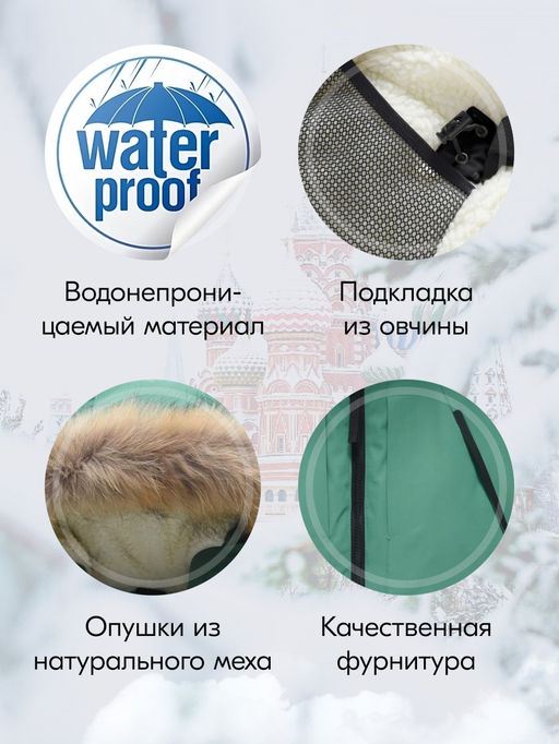 Куртка парка зимняя подростковая для девочки с капюшоном и мехом зеленого цвета 9448Z - Valianly фото 4