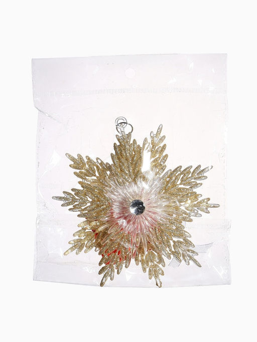 Цена за 2 шт. Ёлочная игрушка Зимнее волшебство. Снежинка - звёздная сияние, 1313.5 см, золото фото 12