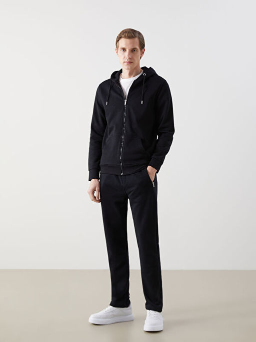 Kap??onlu Uzun Kollu Erkek Fermuarl? Sweatshirt