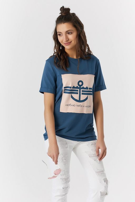 Футболка с принтом люблю тебя и море