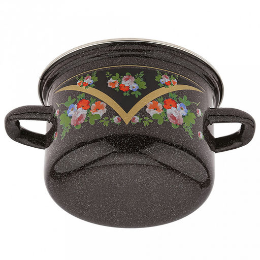 "Красава" Кастрюля эмалированная 1,5л, форма цилиндрическая, металлическая крышка (Россия)