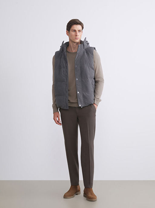 Standart Kal?p Dik Yaka Kadife Erkek Yelek