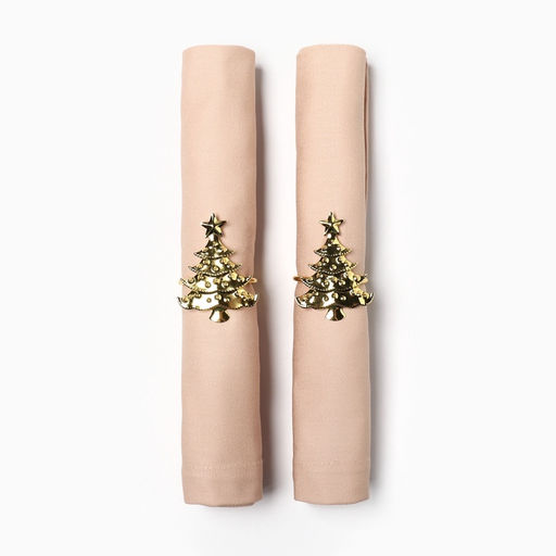 Набор салфеток сервировочных «Этель. Праздничный стол», 40×40 см - 2 шт., с декоративными кольцами, 100% хлопок