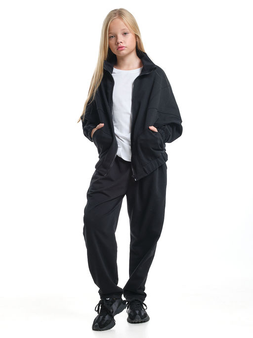 Спортивный костюм для девочки на молнии в школу UD 8023 черный - Mini maxi фото 8