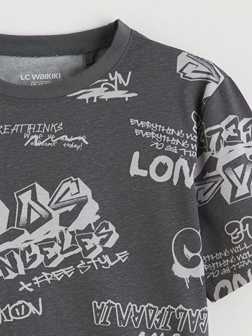 Bask?l? Erkek ?ocuk ?ortlu Pijama Tak?m?