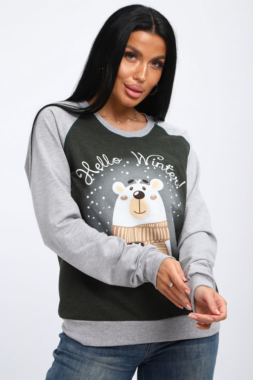 Лонгслив женский из футера Гамми хаки