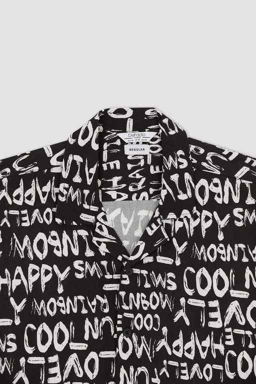 Гавайская рубашка из вискозы обычного кроя с принтом и короткими рукавами - Defacto фото 8