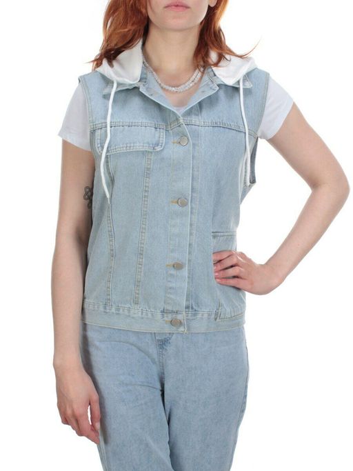 803 BLUE/BLACK Джинсовый жилет женский (100% хлопок) - Фабричный китай фото 32