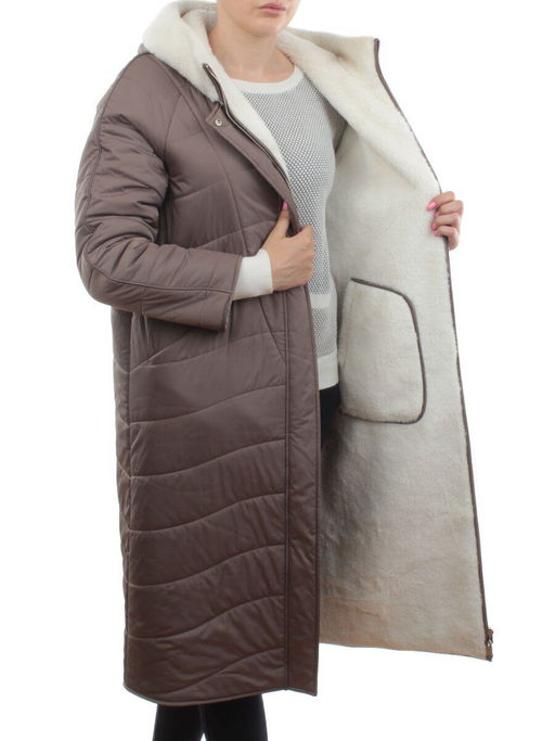 2660 DK. BEIGE Пальто двухстороннее женское еврозима (100 гр. холлофайбер) - Fashion фото 8