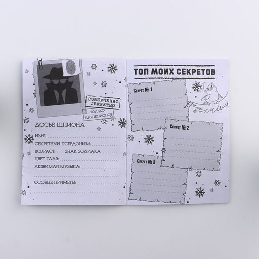 Подарочный набор новогодний, блокнот А6, 16 листов, ручка шпион «Кто украл Новый год?»