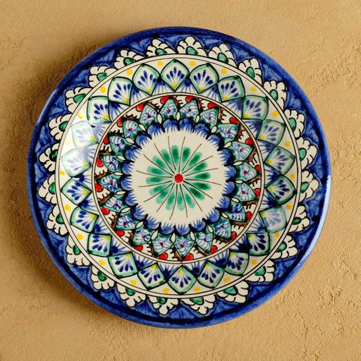 Тарелка Риштанская Керамика Цветы, синяя, плоская, 17 см, микс - Шафран фото 6