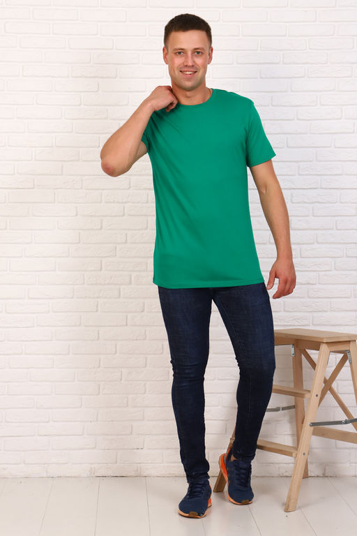 Футболка трикотажная однотонная мужская, цвет Зеленый