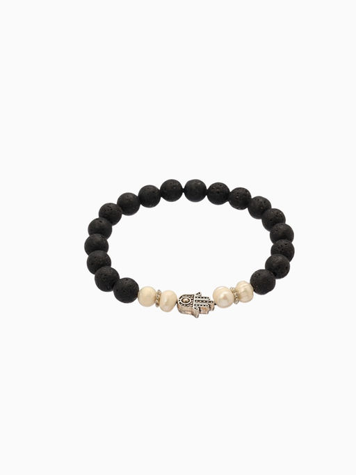 Браслет «Хамса», длина 18 см, жемчуг, лава