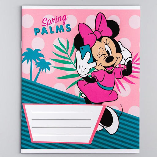 Цена за 20 шт. Тетрадь в клетку 12 листов, 5 видов МИКС, обложка мелованный картон, «Минни Маус»