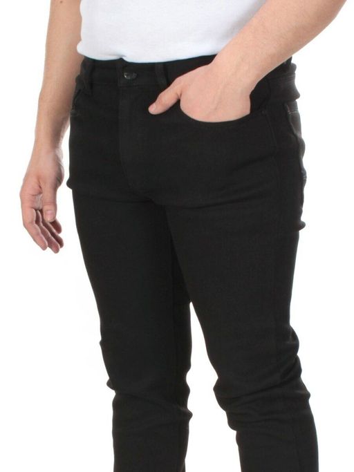 6802 BLACK Джинсы мужские зимние с начесом - Фабричный китай фото 3