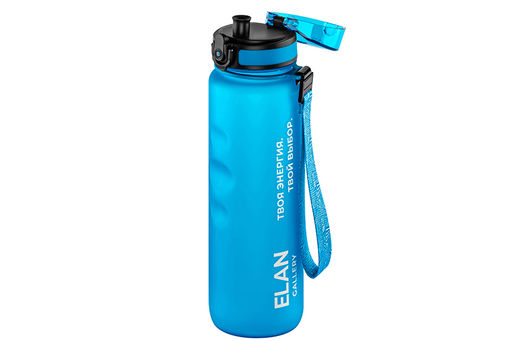 Бутылка для воды 1000 мл 7,8*7,8*28,5 см "Style Matte" с углубл д/п аквамар-морская волна мотивацион