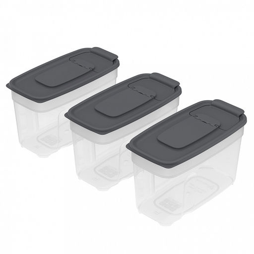 Контейнеров для сыпучих продуктов, набор 3 штук: 1л 3шт, полипропилен, графит (Россия)
