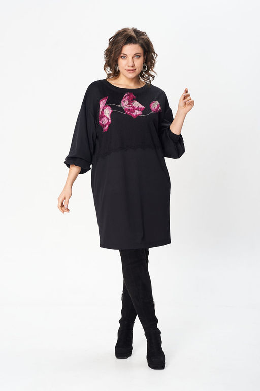 Платье Gizart 5356/1-Р Черный+маки