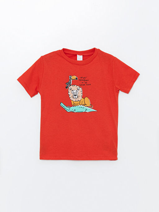 Bisiklet Yaka Bask?l? Erkek Bebek Ti??rt
