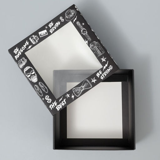 Цена за 5 шт. Коробка-фоторамка подарочная складная, упаковка, «Мужская», 14×14×8 см