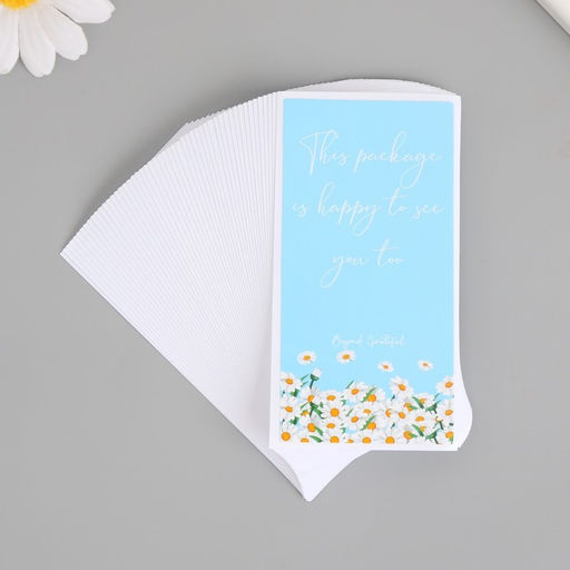 Наклейка - открытка бумага Спасибо. Ромашки и небо, набор 50 шт., 10?5 см