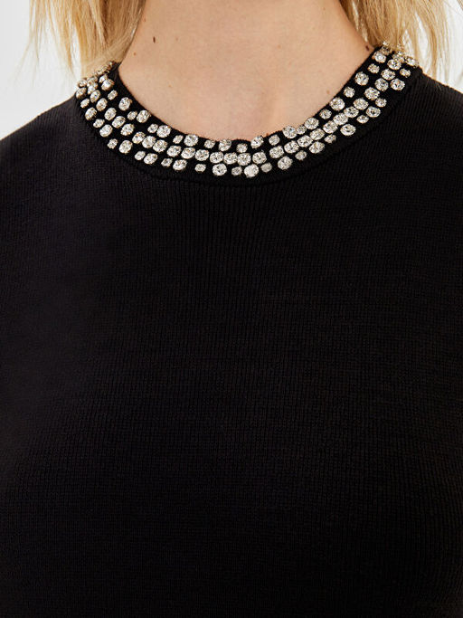 Bisiklet Yaka Ta?l? Kad?n Triko Elbise