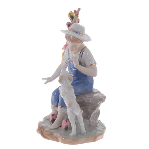 Фигурка декоративная "Мальчик с собакой", L24,5 W13 H24 см