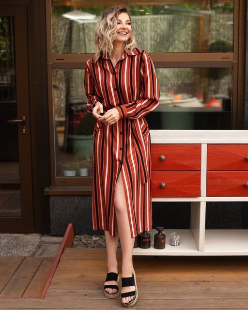 Платье-рубашка прямого кроя с поясом - Looklikecat фото 6