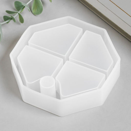 Молд силикононовый «Шкатулка многогранник - средний ярус» 10,5 х 10,5 х 2,7 см