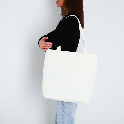 Сумка-шопер женская болоньевая, 40*35*7см, белый цвет - Nazamok фото 2