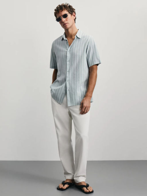 Рубашка из 100% хлопка в полоску / Zarina  фото 2