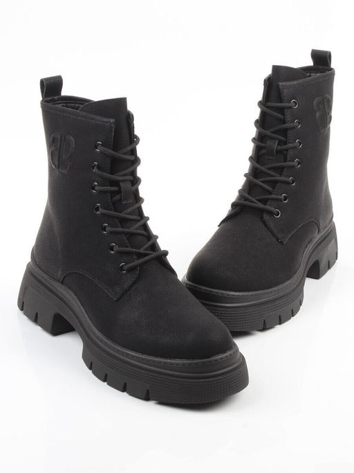 04-WD022-1M BLACK Ботинки зимние женские (натуральная кожа, 100% шерсть)