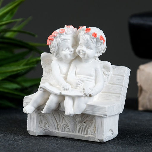 Фигурка гипс Ангел на скамейке, перламутр, 8?7?5 см