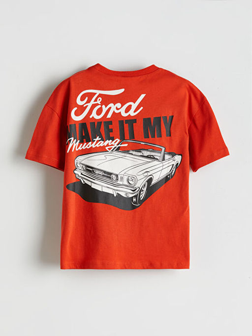 Bisiklet Yaka Ford Bask?l? Erkek ?ocuk Ti??rt