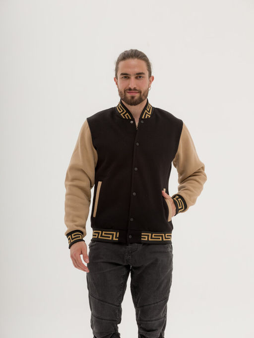 Бомбер на кнопках унисекс футер 3хнитка начес качество пенье , черный/беж версачи - Knitka wear фото 6