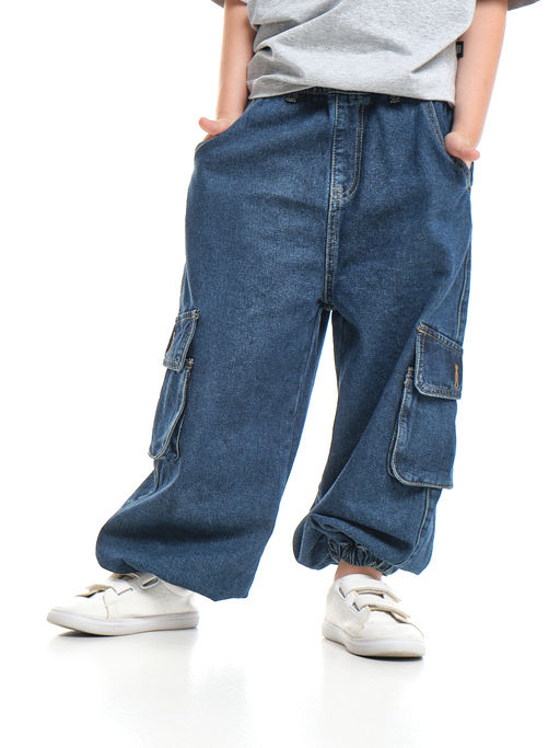 Джинсы карго 33-7655 синий - Mini maxi фото 8