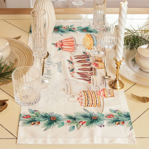 Дорожка на стол Этель New Years treat 30×70 см, 100% хлопок, саржа 190 г/м², белая
