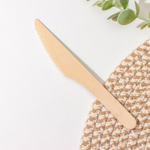 Цена за 50 шт. Нож одноразовый, 16 см, дерево, фасовка 50 шт.