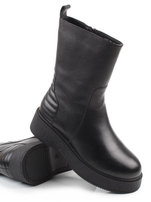 02-M45-73 BLACK Полусапоги зимние женские (натуральная кожа, натуральный мех)