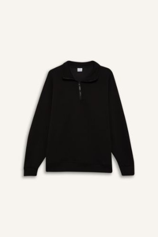 DeFactoFit Oversize Genis Kal?p Dik Yaka Sporcu Sweatshirt