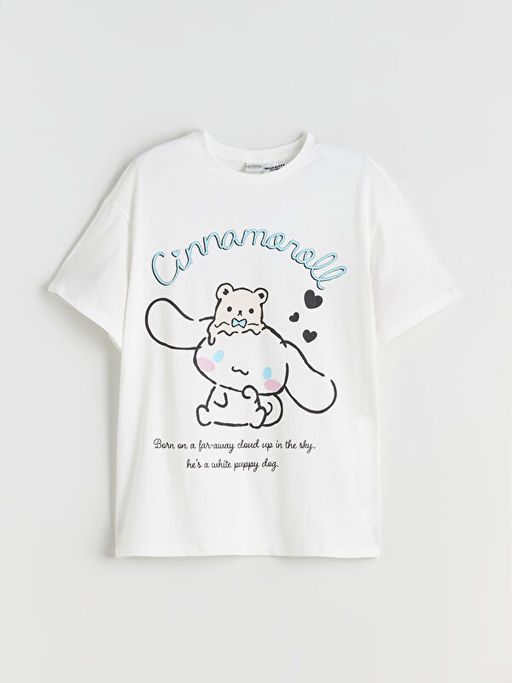 Bisiklet Yaka Cinnamoroll Bask?l? K?z ?ocuk Ti??rt